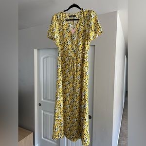 Midi Yellow Floral Dress